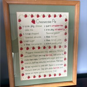 Framed/Matted Cross-Stitch Recipe~Strawberry Cheesecake Pie